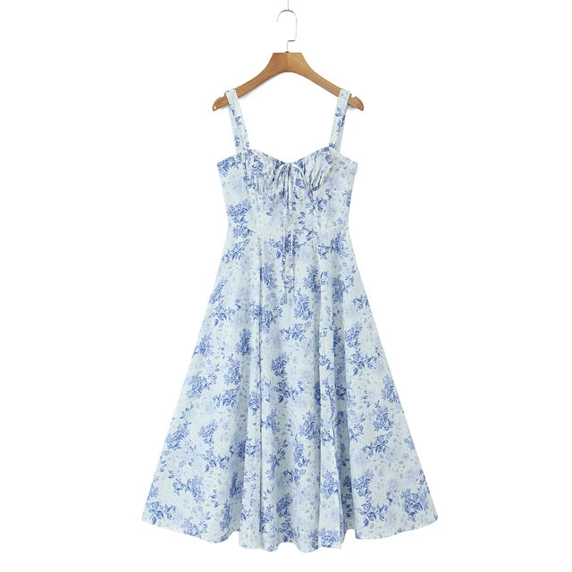 Floral Print Corset Sling Dress