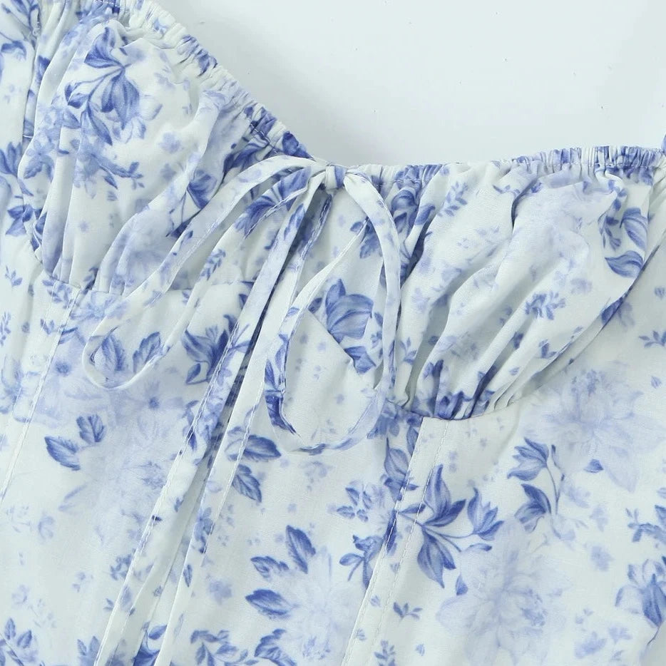 Floral Print Corset Sling Dress