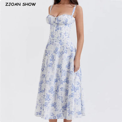 Floral Print Corset Sling Dress