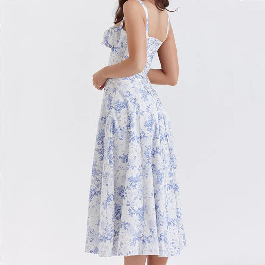 Floral Print Corset Sling Dress